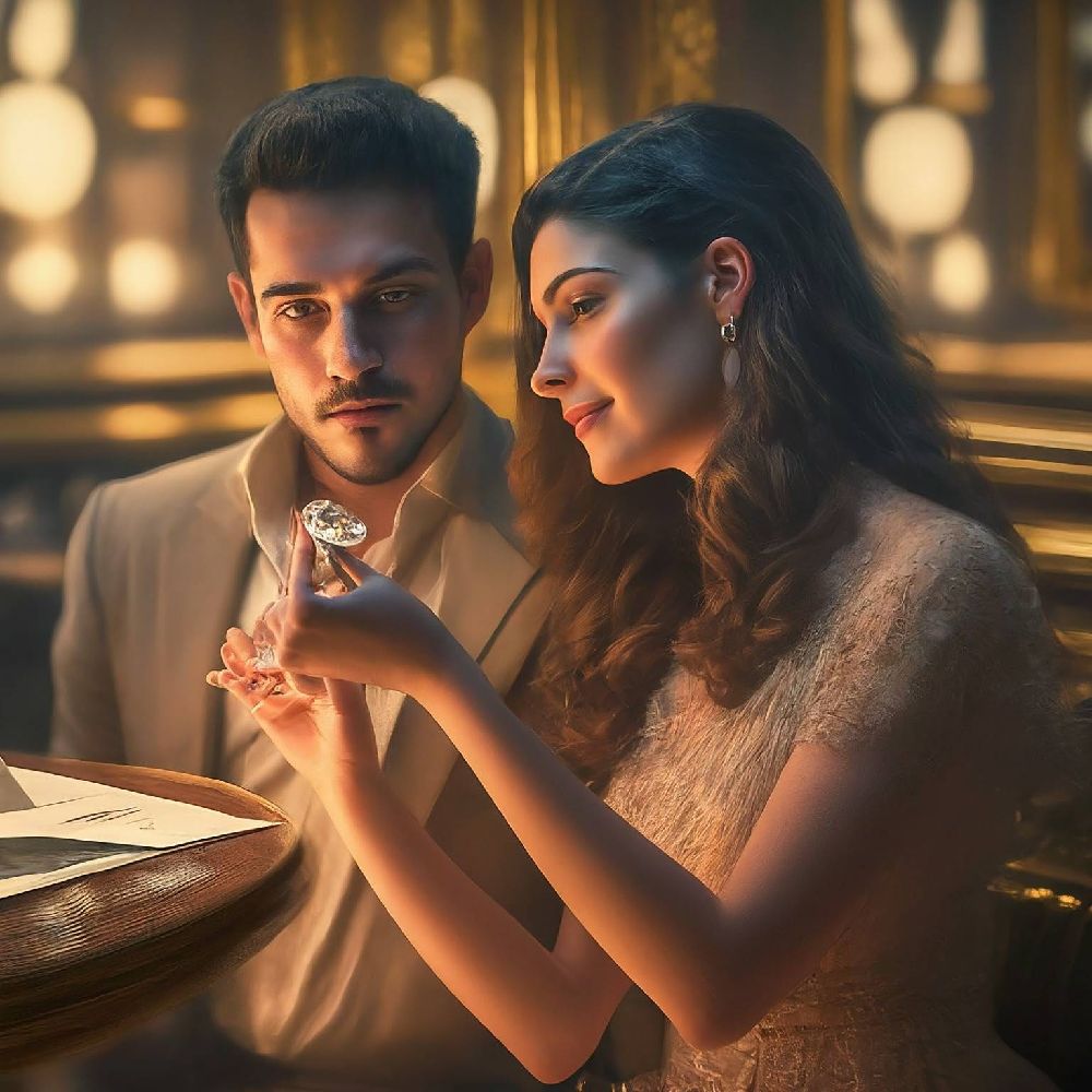 Couple-watching-diamond-and-its-bill